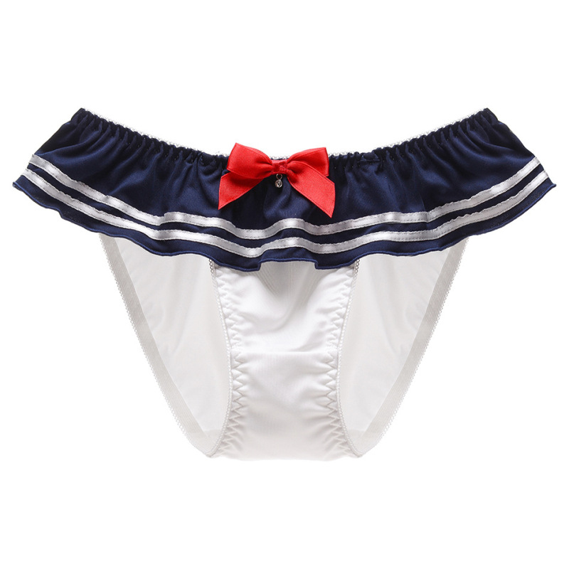Japanische Marine-Stil Cartoon College Cosplay Milch Seide Unterwäsche Schleife Sexy süße schöne Damenhöschen hohe Elastizität Breifs