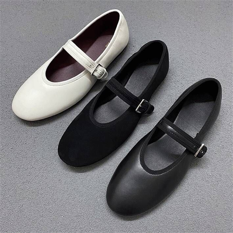 New Mary Jane ballet flats, made of suede with buckle laces, leather lining, leather sole, simple style, exquisite craftsmanship