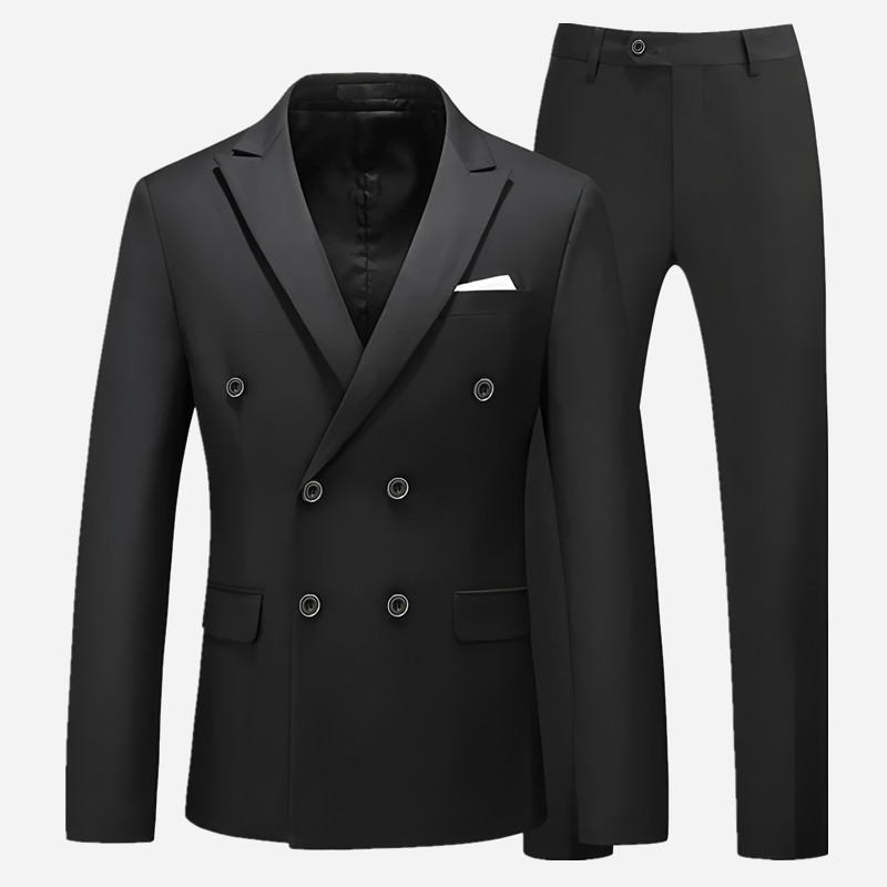 2 stuks Double Breasted Formele Mannen Pakken Slim Fit Bruidegom Smoking voor Bruiloft Piekte Revers Aangepaste Mannelijke Blazer Prom Dagelijkse Slijtage