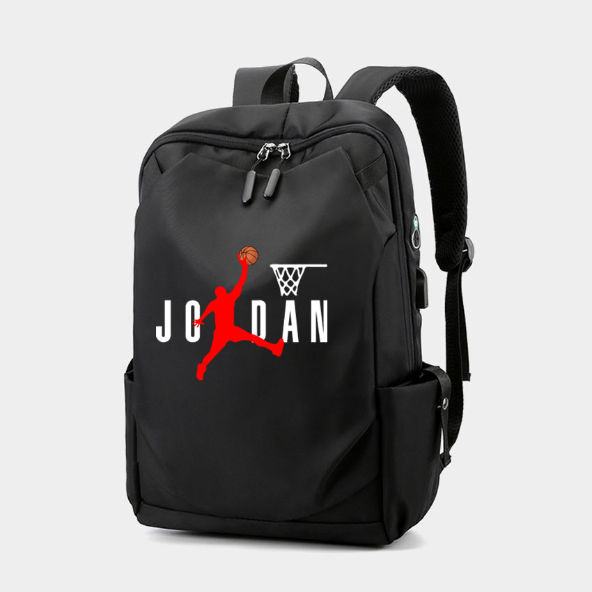 JODAN Letter Pattern Printed Canvas Men Women's Neutral Backpack Student Schoolbag Fashion Boy Girl Laptop Rucksack USB Port