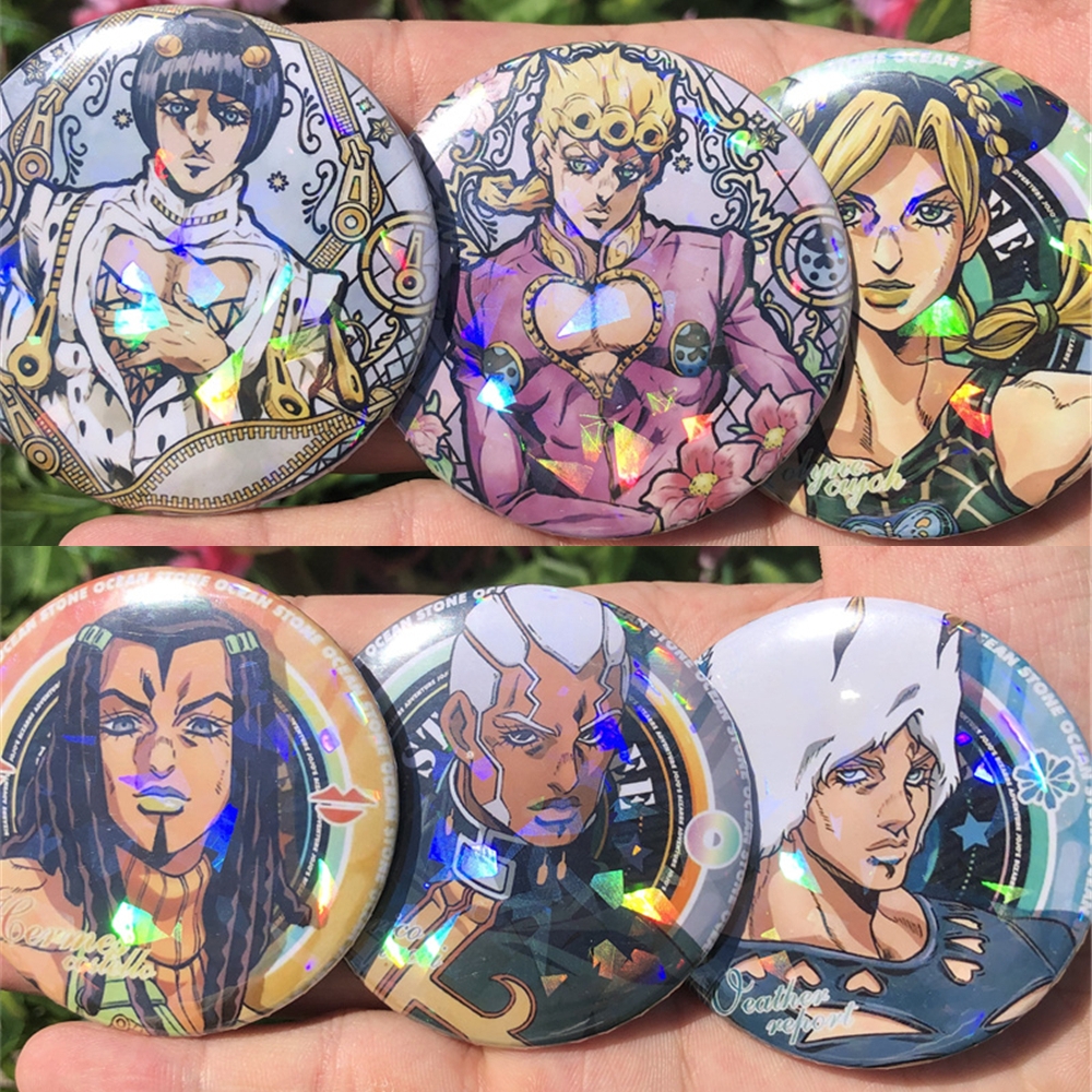Le bizzarre avventure di JoJo Jolyne Cujoh Kujō Jōtarō Costume Cosplay SPTE Accessori per lastre di latta Spilla Zaino Pin Badge Prop
