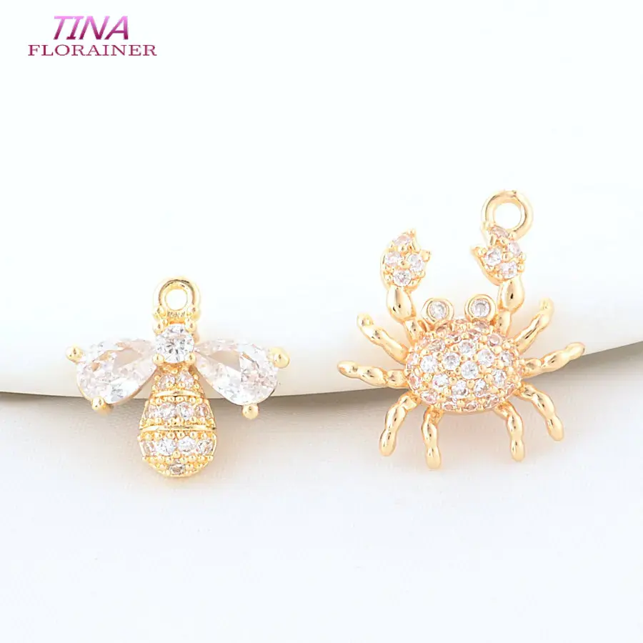 18.5MM 15MM 14K Gold Color Brass Crab Bee Charms Pendants Necklace Bracelet Earrings Jewelry Making Supplies Accessories