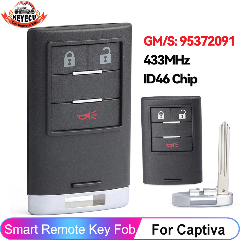 KEYECU 3 Buttons GM/S: 95372091 For Holden Chevrolet Captiva 2014 2015 2016 2017 2018 Smart Car Remote Key 433MHz ID46 Chip