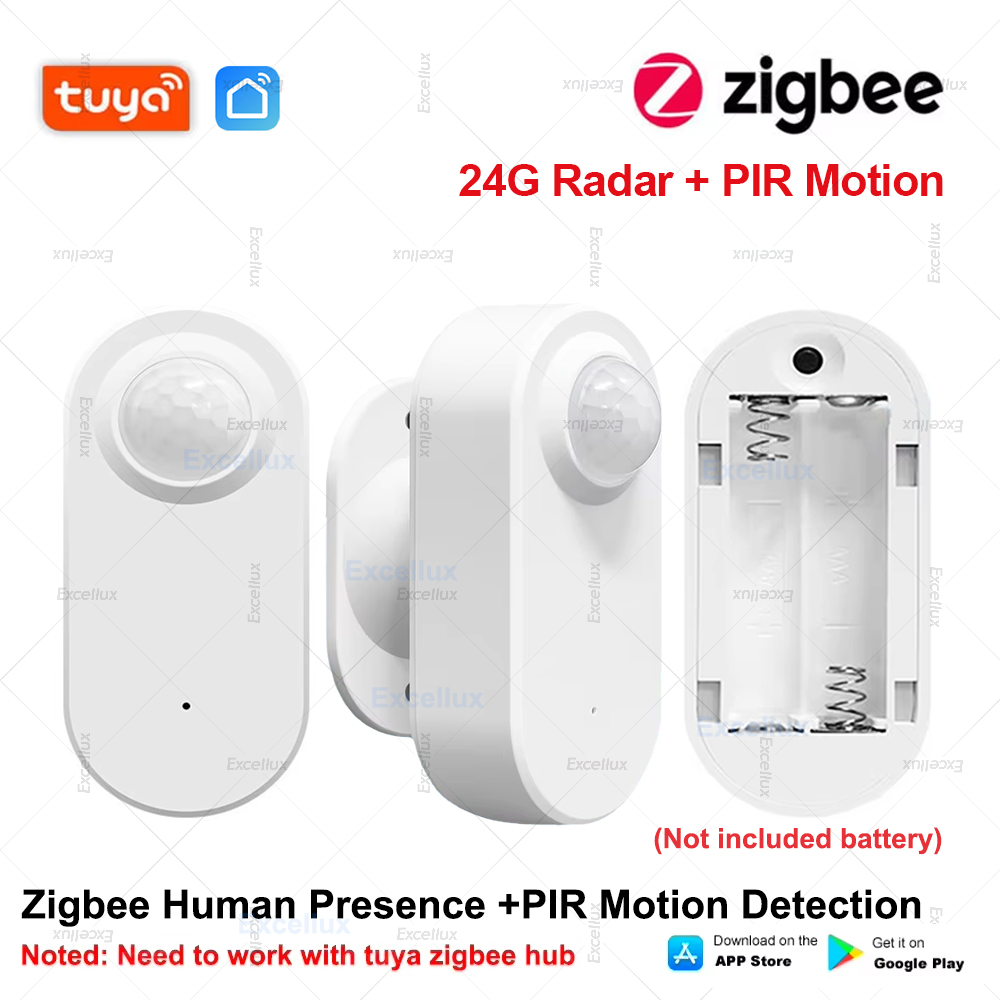 Sensor de presencia humana Tuya Zigbee + Sensor de detección de movimiento PIR Detector de luminancia funciona con batería automatización del hogar Smart Life