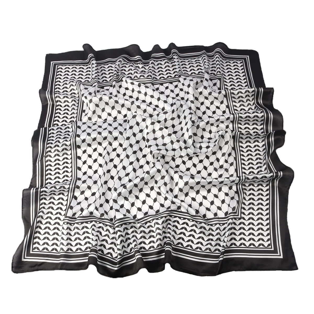 90cm cetim seda keffiyeh lenço quadrado islam árabe palestina cabeça pescoço cachecóis headwrap