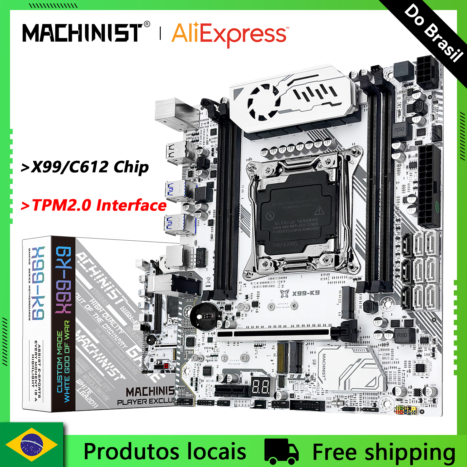 MACHINIST X99 K9 Motherboard C612 Chip unterstützt TPM 2.0 LGA 2011-3 CPU Vierkanal-DDR4-RAM PCIE3.0 USB3.0 für Desktop-Host