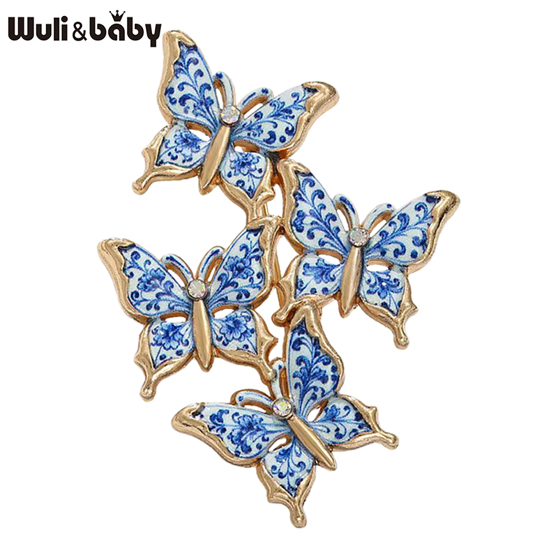 Wuli&baby Blue And White Butterfly Brooches For Women Unisex Lovely A Group Of Butterflies Insects Party Casual Brooch Pin Gifts