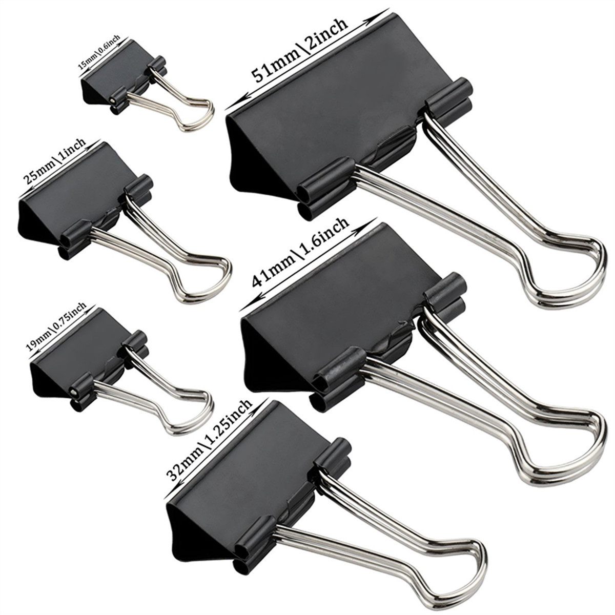 12 Uds/1 caja de abrazaderas de Clip para carpeta, carpeta combinada de cola larga, marcapáginas, Clips para billetes de papel, suministros escolares y de oficina sin esfuerzo