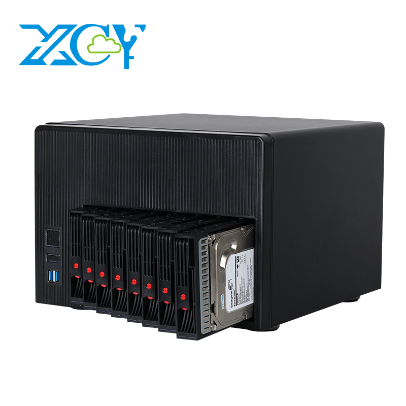 XCY X108 NAS PC 8-Bay 2,5/3,5 Zoll SATA HDDs Intel N100 DDR5 2xM.2 SSD 2,5G/10G Ethernet Typ-C Windows11 Linux RAID TF Slot