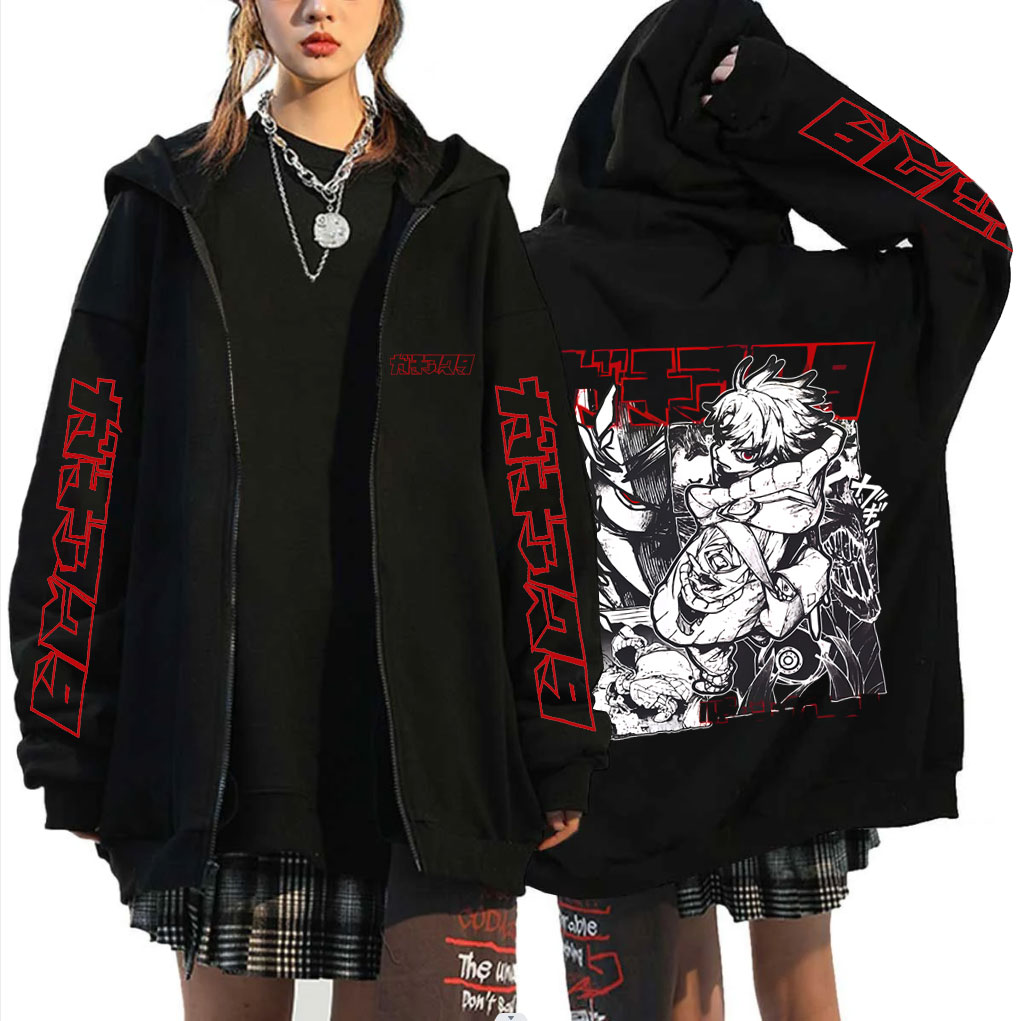 Moletom com Zíper Gachiakuta Rudo Anime, Casual, Oversized, para Homens e Mulheres, Jaqueta com Zíper, Suéter de Manga Longa com Estampa de Cartoon