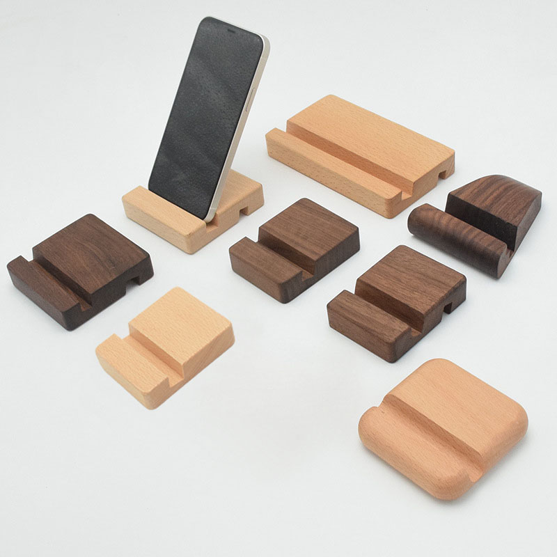 Universele massief houten mobiele telefoonrekken Eenvoudige bureaustandaardhouder voor mobiele telefoon Tablet PC E-reader Draagbare mobiele telefoonhouder