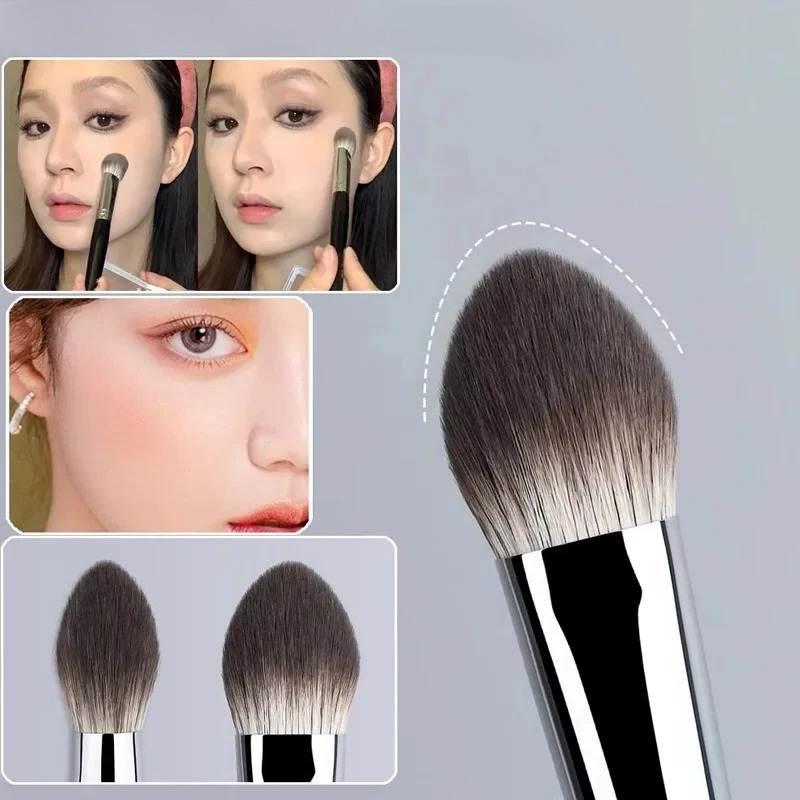 1/2 Uds. Brocha para colorete con forma de corazón de melocotón, pequeña y plana, precisa para colorete en polvo/crema/líquido, herramienta de maquillaje