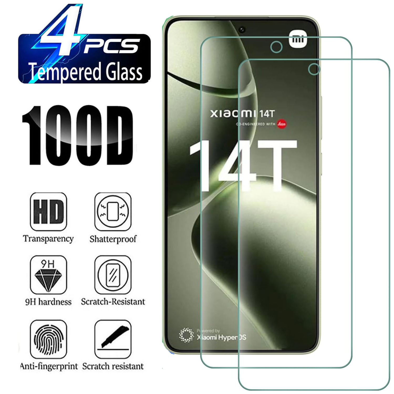 HD Screen Protector For Xiaomi 14T/14T Pro 2/4Pcs Tempered Glass