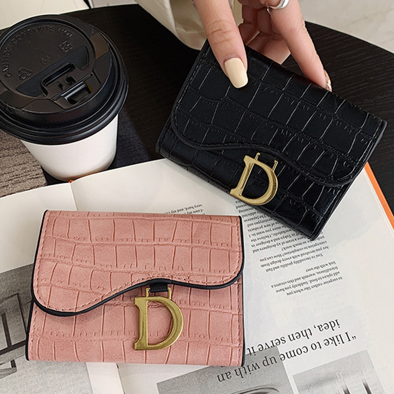 Carteras pequeñas de moda de marca de lujo, monedero con broche de cuero para mujer, monedero para tarjetas, monedero para mujer, tarjetero con Clip para dinero