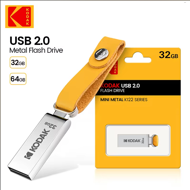KODAK-unidad Flash USB 2,0 de 128GB, 64GB, 32GB, resistente al agua, Mini Memory Stick, disco U de Metal y cuero