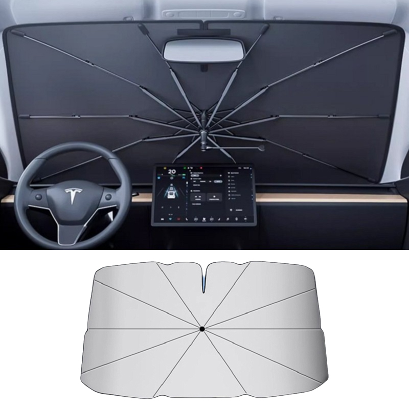 Parasol para parabrisas de coche con rotación de 360°, mango flexible, protección UV y aislamiento térmico.