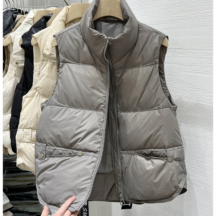 Women Autumn Winter Down Cotton Vest Jacket 2025 New Women Loose Stand Collar Vest Coat Women Short Vest Jacket Cotton Waistcoat