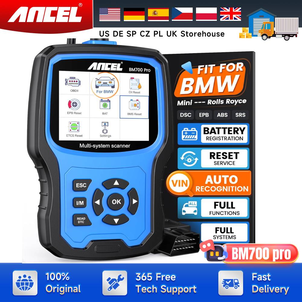 ANCEL BM700 Untuk BMW Alat Diagnostik Sistem Lengkap OBD2 Scanner Pengkodean Injektor EPB SAS Airbag ABS Reset Oli Pembaca Kode Otomotif