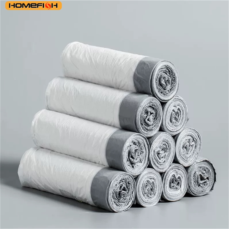 Bolsas de Basura para el Hogar HOMEFISH, con Cordón, Grandes, Gruesas, Portátiles, Bolsas de Plástico Blancas con Cordón