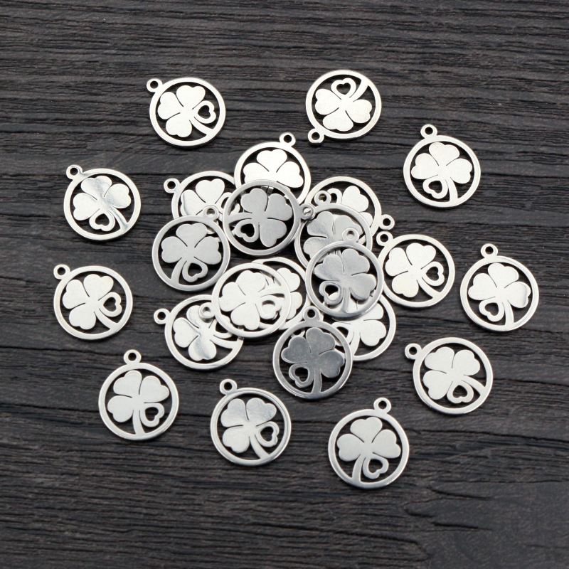30pcs 12x10mm Kleeblatt Keine Verblassen Charms 316 Edelstahl Charms handmade Handwerk anhänger Schmuck Machen, DIY für halskette