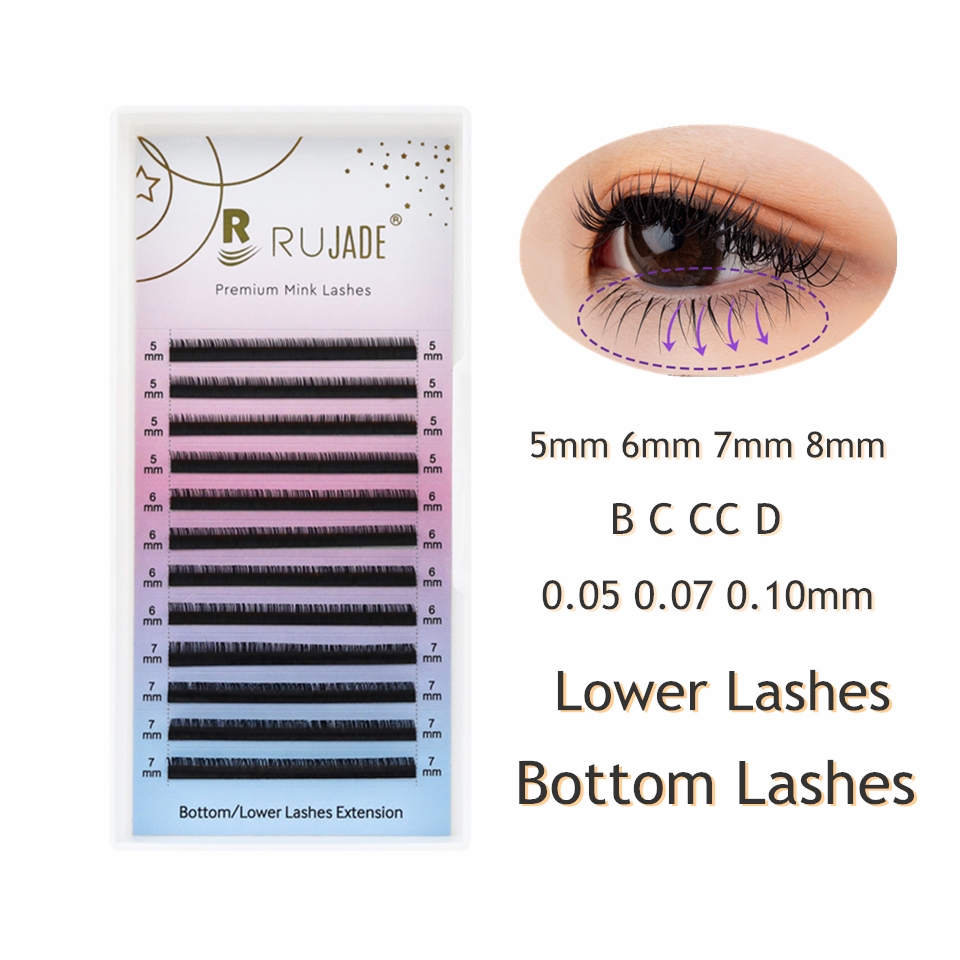 RUJADE Bottom Eyelashes 5mm 6mm 7mm 8mm Short Natural Soft B C CC D Curl Under Eye Lashes Extension Lower Eyelash Makeup