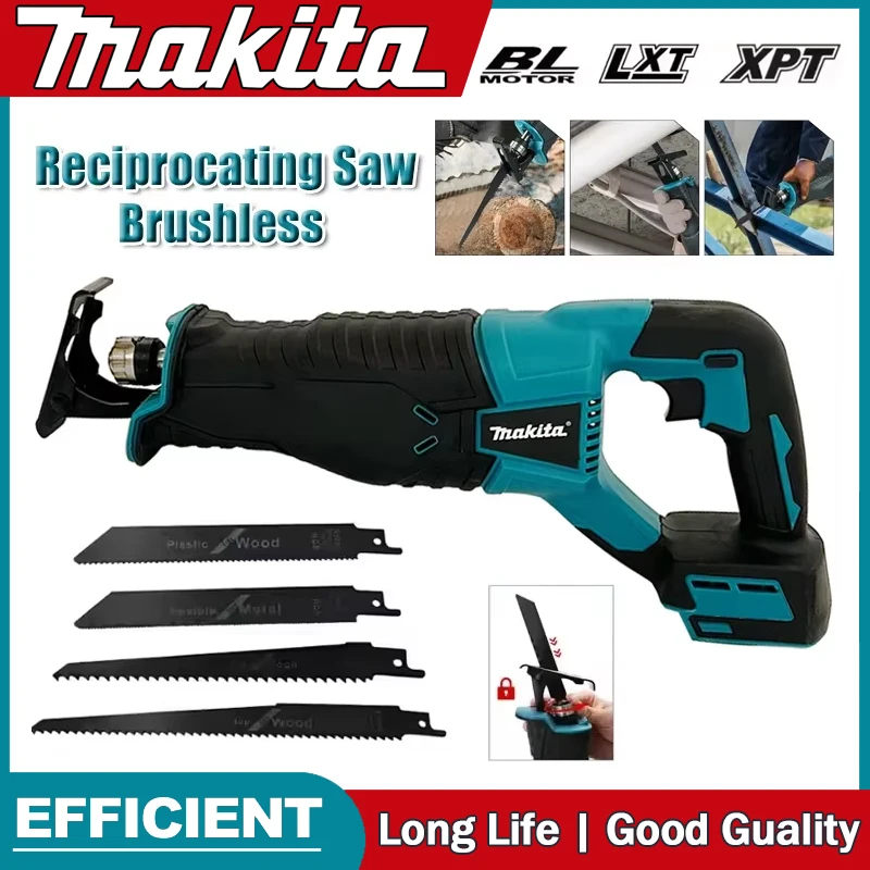 Makita Brushless Reciprocating Saw Reciprocating Saw Portable Cordless Power Tools With 4pcs Saw Blades For 20V18V Battery