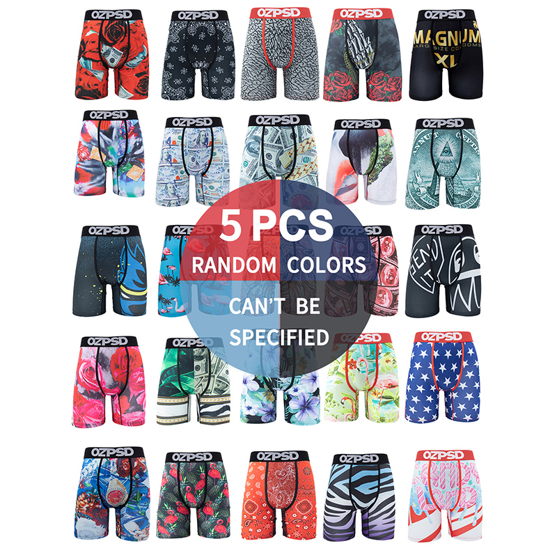 4/5 Stück Herren Sexy Unterwäsche Boxershorts Atmungsaktive Sommer-Herrenunterhosen Modische Bedruckte Unterhosen für Männer Übergröße L-XXL Herren Boxershorts Trunks