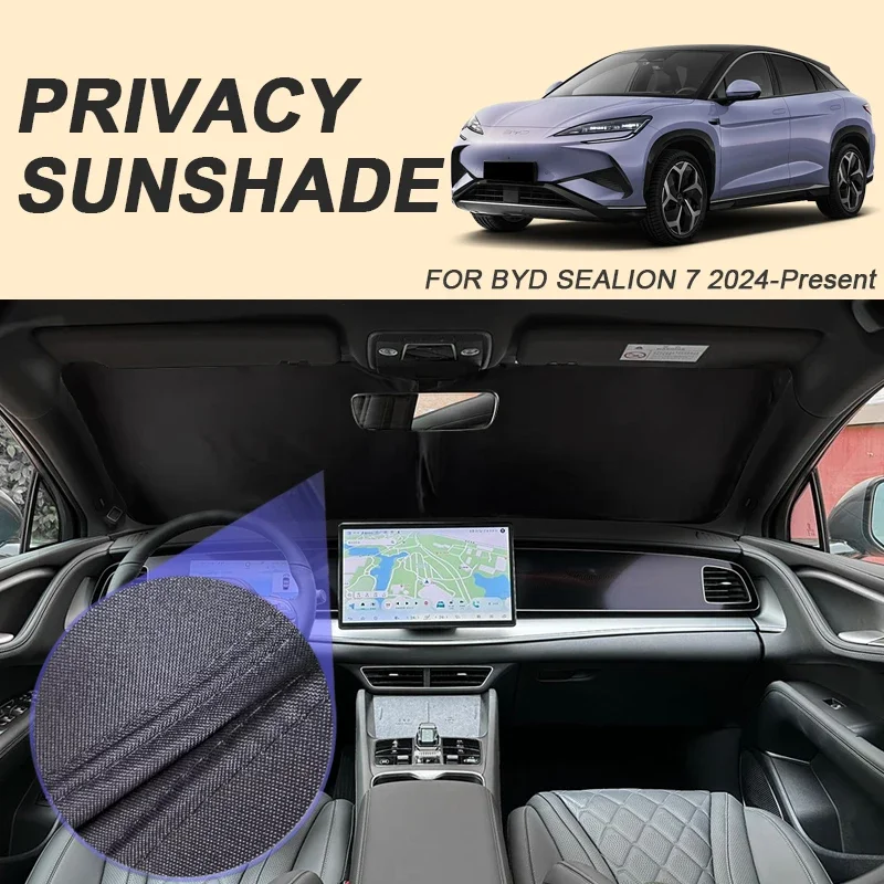 Pare-soleil de confidentialité pour vitres noires de voiture, couverture de protection d'isolation thermique Anti-UV, accessoire intérieur pour BYD SEALION 7 2024-présent