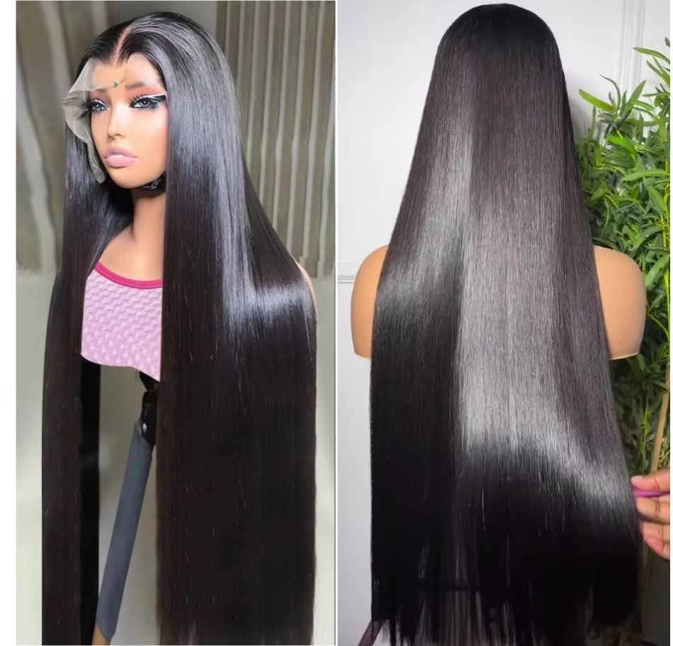 Wig 36 inci HD 13x 250% renda lurus tulang Wig depan Vietnam mentah rambut manusia 13x6 Wig Frontal renda 5X5 Wig tanpa lem siap dipakai