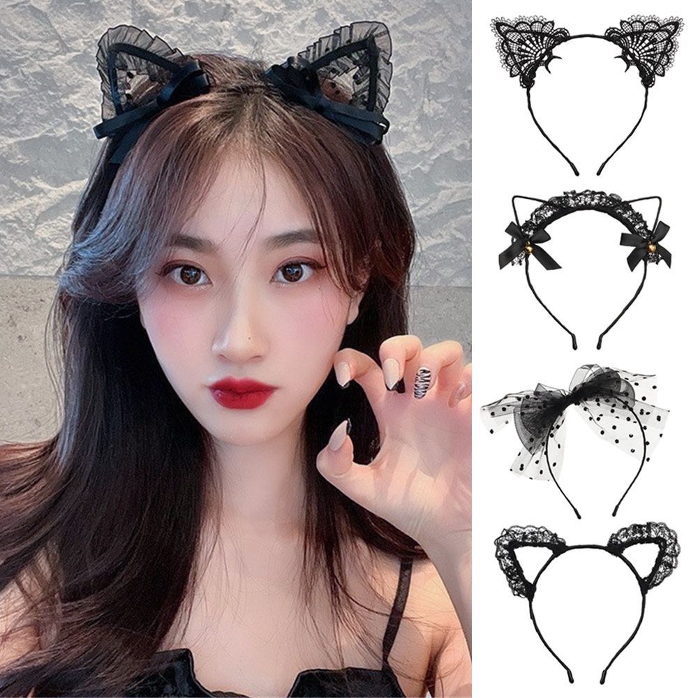 Bandeau de sauna oreilles de chat en dentelle pour femmes et filles, robe de paupières, cosplay, vêtements de sauna, mascarade, costume d'anime, accessoires pour cheveux de fête, mignon