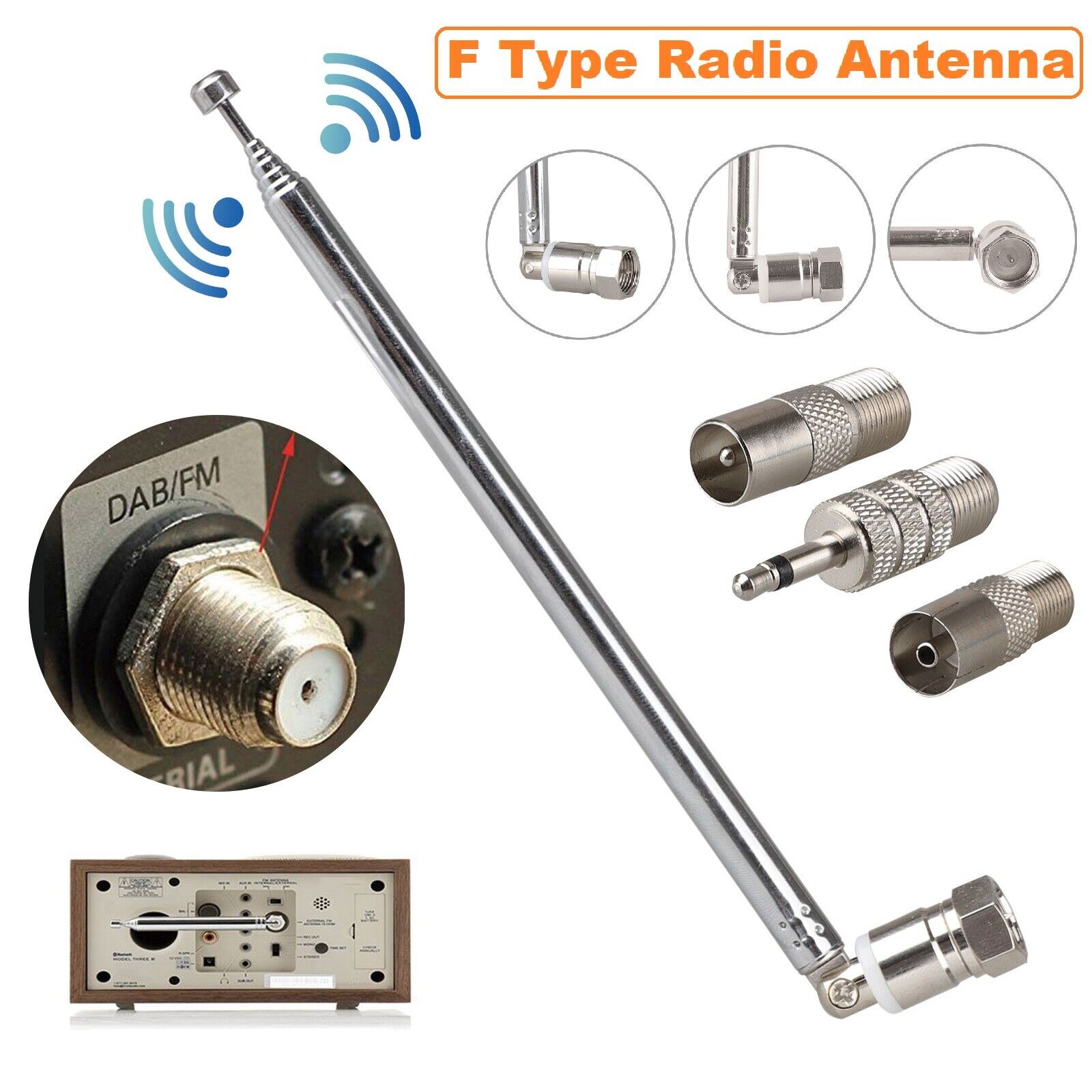 Adaptateur d'antenne radio FM, antenne télescopique de remplacement, connecteur mâle de type F, accessoires Bose Wave, 3.5mm, le plus récent