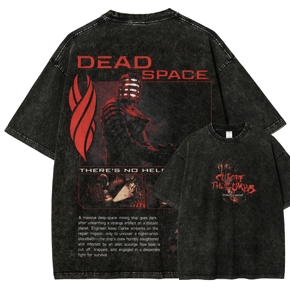 Футболка Dead Space: новая модель, хит продаж, с эффектом потертости, индивидуальный дизайн, ретро-стиль, уличная мода, трендовая, для пар, удобная, мягкая.
