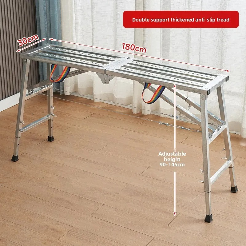 Anti slip widened pedal folding engineering ladder, thickened steel double support mobile platform, portable folding ladder