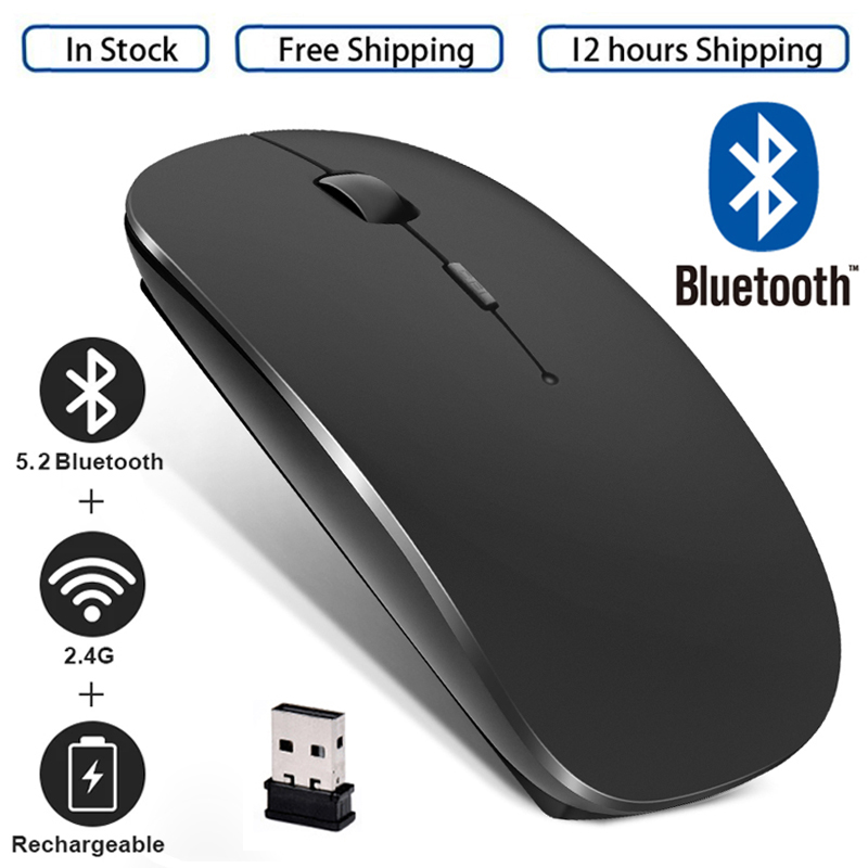 Перезаряжаемая беспроводная мышь Bluetooth мышь компьютерная эргономичная мини-USB Mause 2,4 ГГц бесшумная оптическая мышь Macbook для портативных ПК