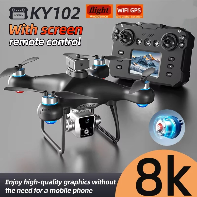 Drone Profissional KY102 8K HD com Câmera Dupla, Fotografia Aérea, Evitação de Obstáculos, Fluxo Óptico, Drone RC de Quatro Eixos, Brinquedos 2025