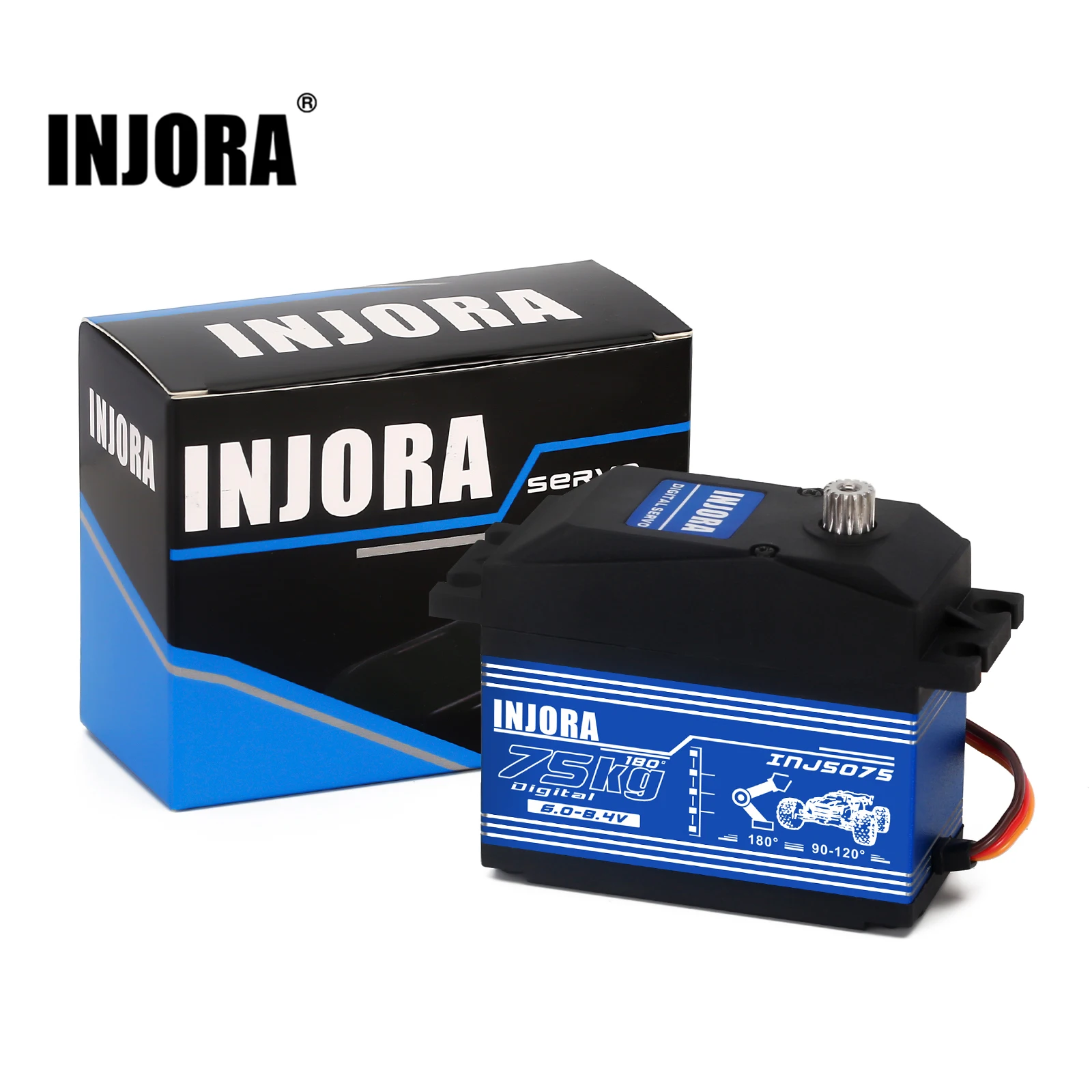 INJORA High Voltage INJS075 75KG High Voltage Super Torque Digital Servo with 15T Metal Horn for 1:5 RC Car BAJA RC Truck Parts