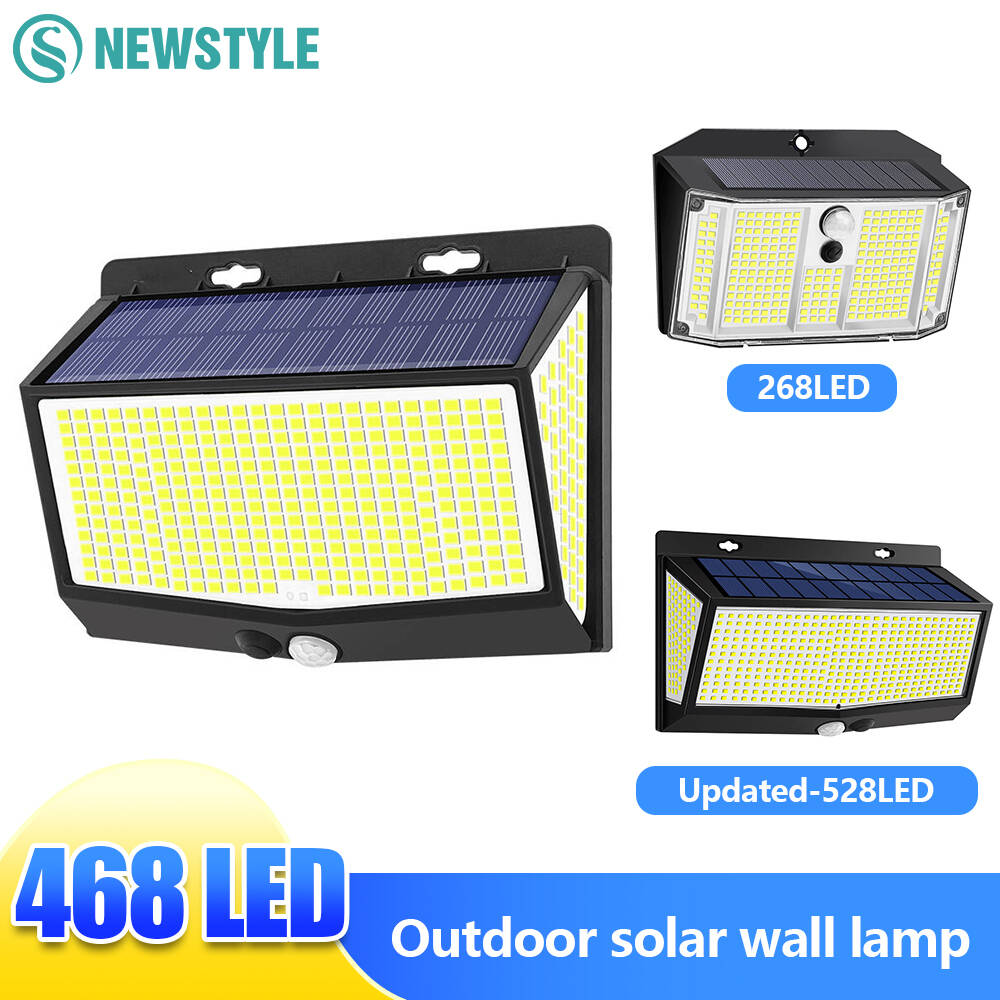 屋外ソーラーモーションセンサーライト 468/528 LED 防水ソーラーセキュリティウォールライト 庭、パティオ、プール、庭、フェンス、私道用