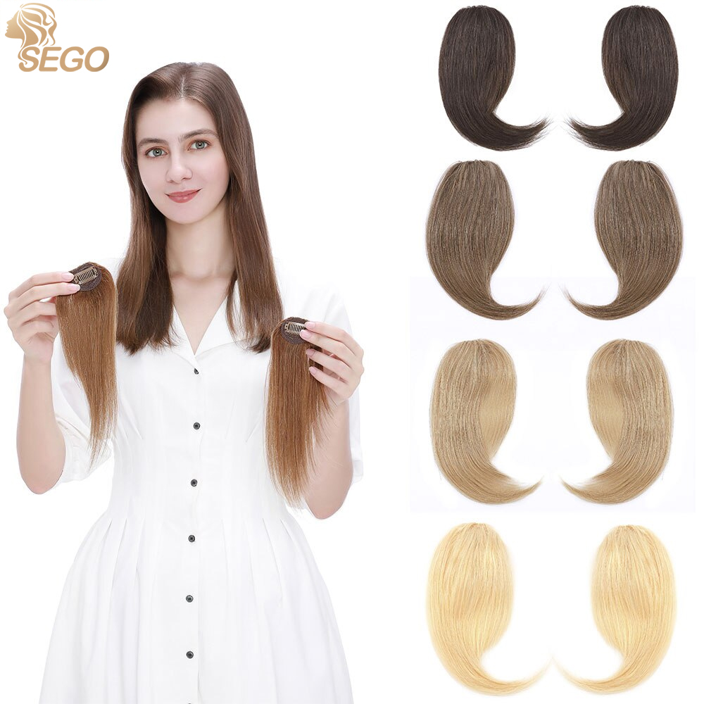 Sego 2 stks/set Menselijk Haar Kant Pony Clip in Pony Echt Menselijk Haar Bang Natuurlijke Clip op Side Bang Rechte Fringe haarverlenging