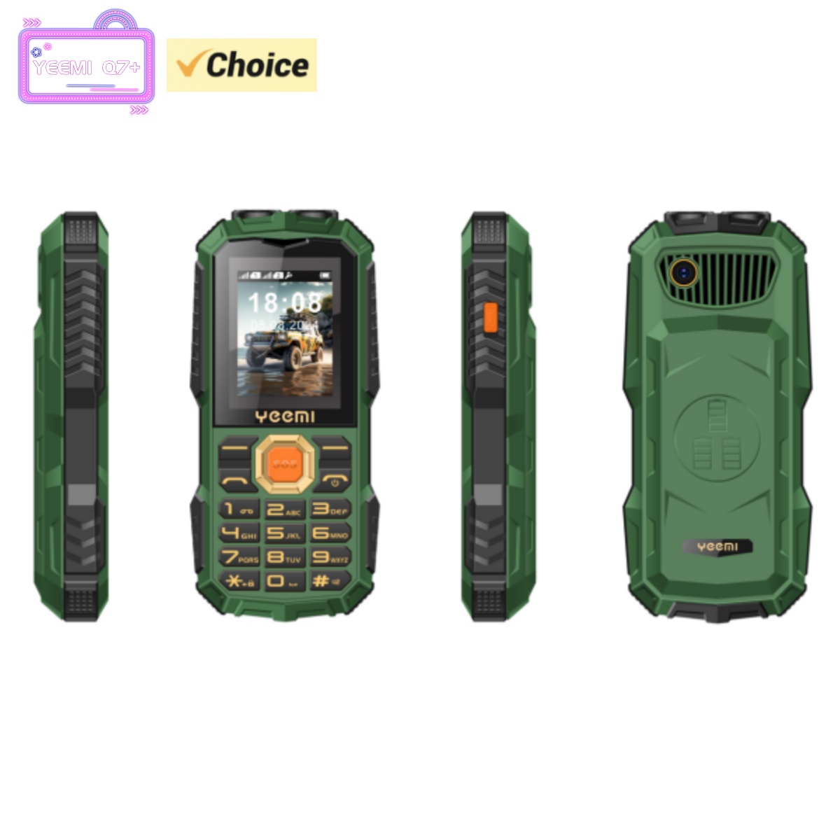 YEEMI Q7 + 4G teléfono móvil 2,4 pulgadas LTE linterna impermeable al aire libre teléfono móvil altavoz 2400mAh batería grande para personas mayores