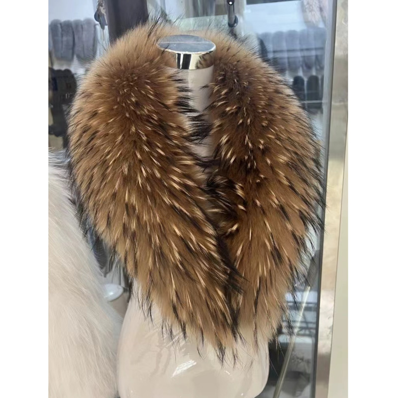 Raccoon ขนสัตว์หญิงฤดูหนาวขนสัตว์เสื้อแจ็คเก็ตผ้าคลุมไหล่ผู้หญิง Furry ขนสัตว์ผ้าพันคอคออุ่นผ้าพันคอขนสัตว์ธรรมชาติ