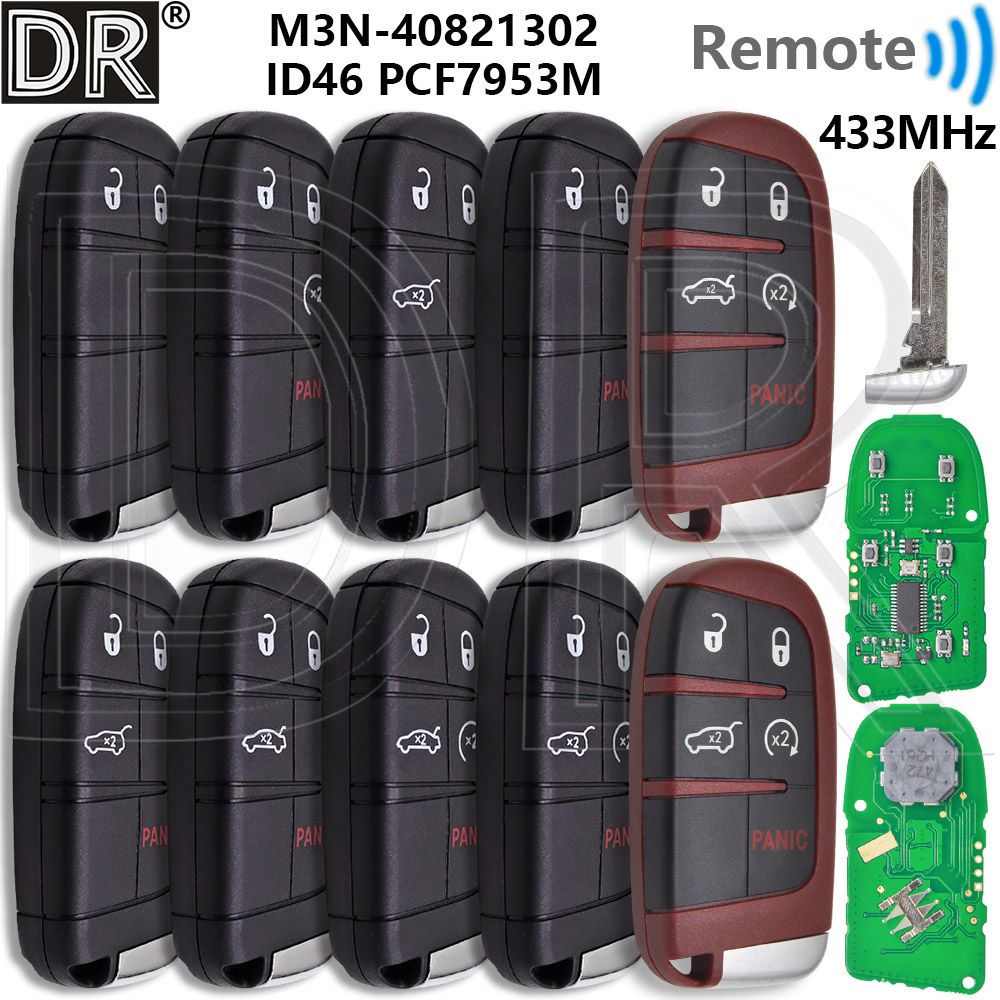 Świetny ID46 PCF7945/53A 433 MHz zbliżeniowy klucz zdalnego sterowania do samochodu Jeep Grand Cherokee Chrysler Dodge Journey Challenge RAM SRT Hellcat