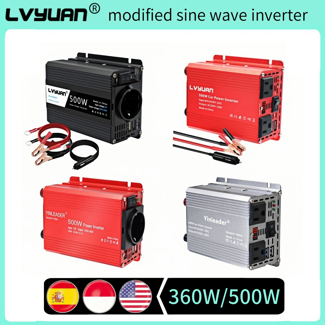 500W Power Inverser Portable Car Inverter With Cigarette Lighter DC12V to AC220V 110V Phone/Laptop/Camera Charging  Converter