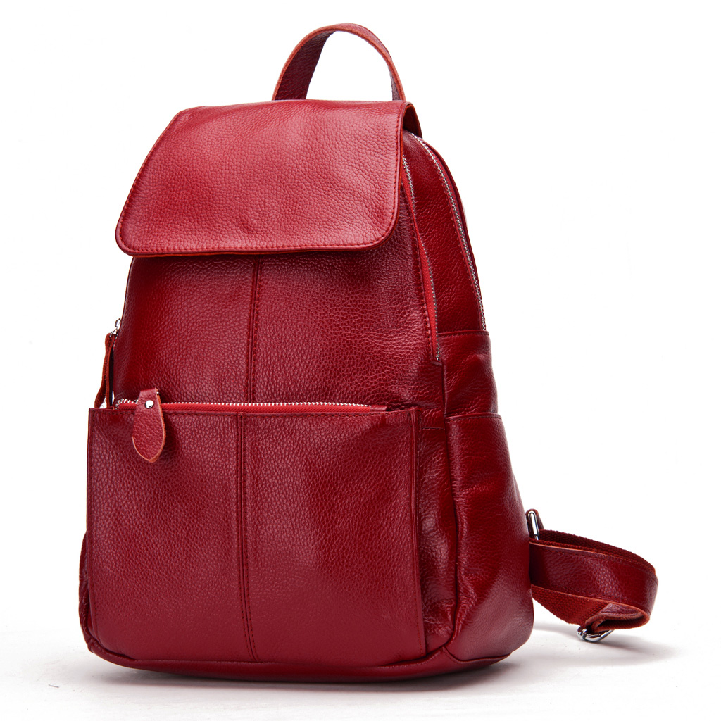 Zency 2025 novo vermelho couro genuíno mochila feminina de alta qualidade grande capacidade mochila viagem ombro para senhoras presentes ano novo