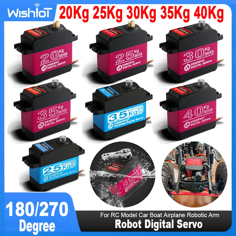 Digital Servo 20Kg 25Kg 30Kg 35Kg 40Kg IP66 tahan air Servo kecepatan tinggi Metal Gear Motor Baja untuk 1/8 1/10 1/12 skala mobil RC
