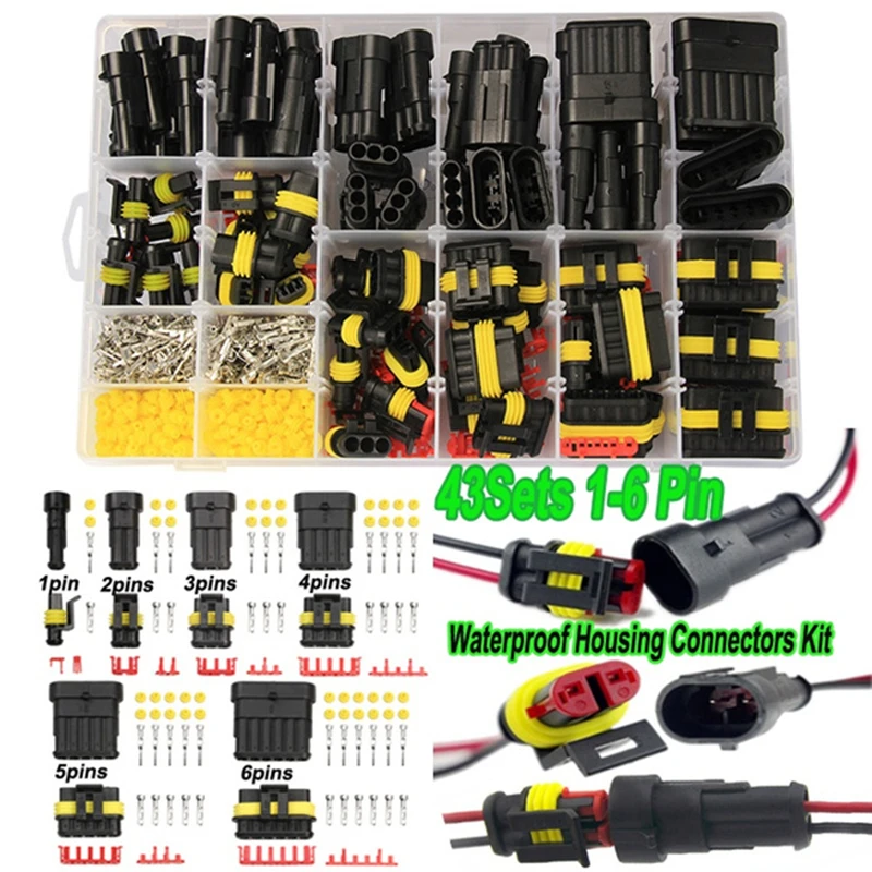 Connecteurs étanches à 1-6 broches ou 1-4 broches, 96/240/352/708 pièces, joint marin de voiture, connecteur de fil électrique, prise de harnais de camion 300V 12A