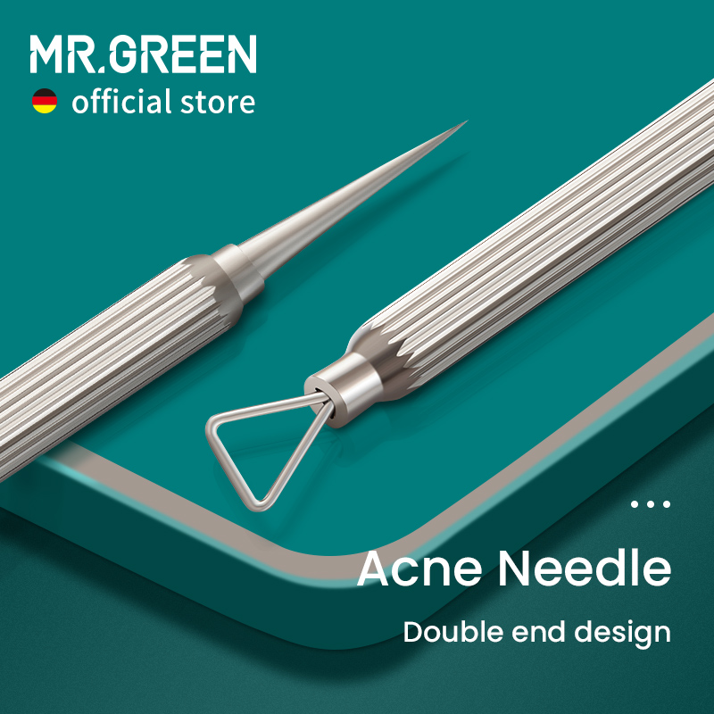 Mr. green blackhead removedor de agulha de remoção de acne profissional pimple local popper ferramentas zit extrator rosto cuidados com a pele beleza facial