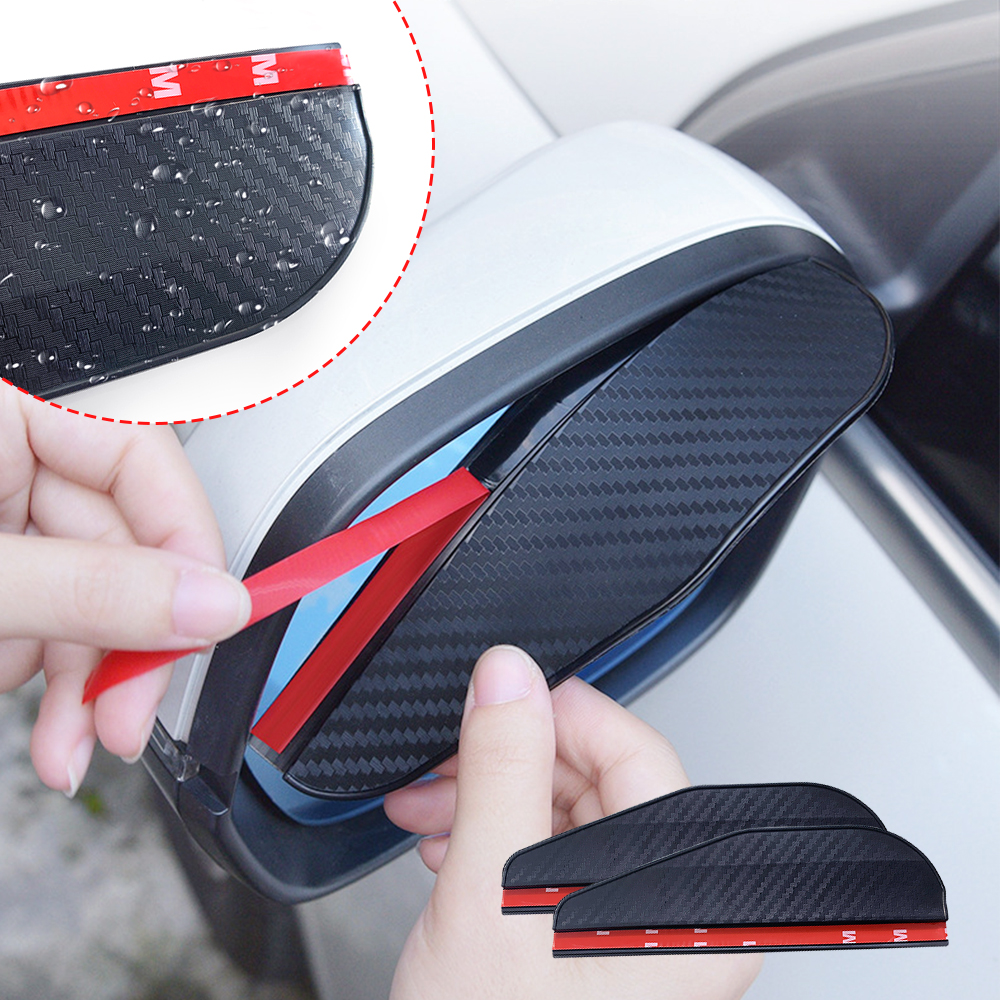 2 pièces rétroviseur de voiture pluie sourcil en Fiber de carbone pare-soleil ombre couverture pour rétroviseur protecteur Vision claire conduite sûre