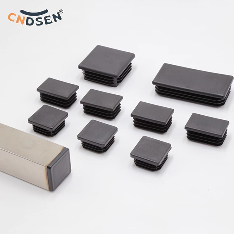 15x15mm-50x100mm preto tampas de extremidade móveis perna tubo inserção plugues retângulo/quadrado rolha de poeira