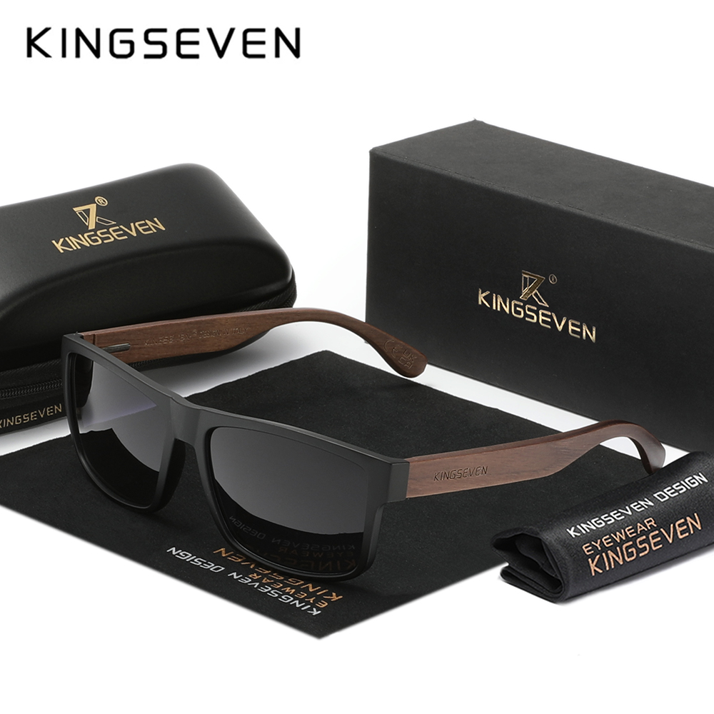 KINGSEVEN – lunettes de soleil en bois de noyer noir pour hommes et femmes, polarisées, rétro, de haute qualité, pour la conduite