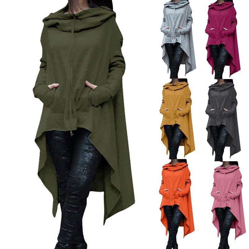 Invierno otoño moda sudaderas con capucha de gran tamaño sudadera Mujer suelta con capucha manto Sudadera con capucha prendas de vestir abrigo Vestidos Mujer camisas